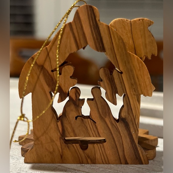 Genuine Olive Wood Small Nativity Scene Ornament Israel Holy Land In Box - Picture 12 of 14